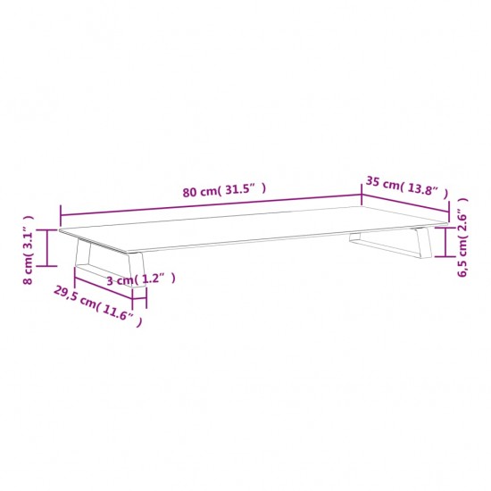 Monitoriaus stovas, baltas, 80x35x8cm, stiklas ir metalas