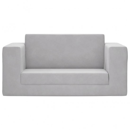 Vaikiška dvivietė sofa-lova, šviesiai pilka, minkštas pliušas