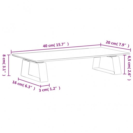 Monitoriaus stovas, juodas, 40x20x8cm, stiklas ir metalas