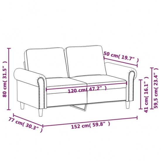 Dvivietė sofa, raudonojo vyno spalvos, 120cm, aksomas