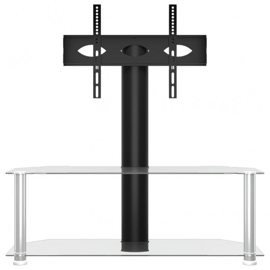 Kampinis TV staliukas, 2 aukštų, juodas ir sidabrinis