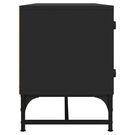 TV spintelė su stiklinėmis durelėmis, juoda, 102x37x50cm