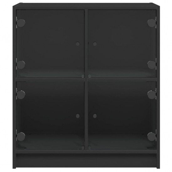 Šoninė spintelė su stiklinėmis durelėmis, juoda, 68x37x75,5cm