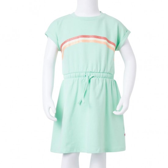 Vaikiška suknelė su sutraukiama juostele, ryškiai žalia, 128 dydžio