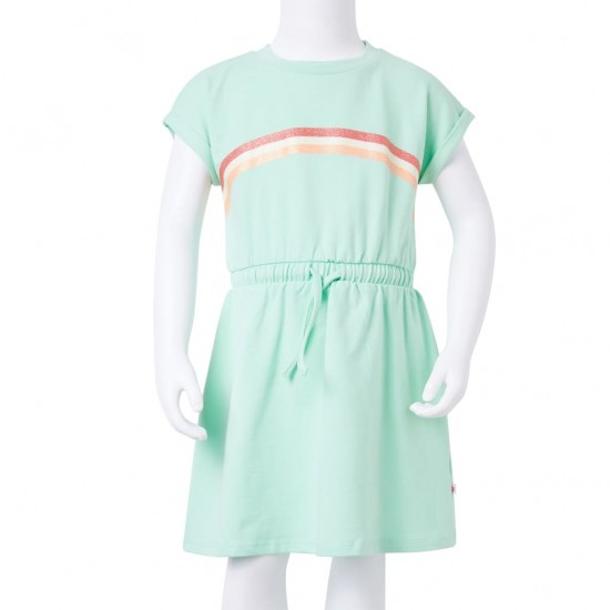 Vaikiška suknelė su sutraukiama juostele, ryškiai žalia, 104 dydžio