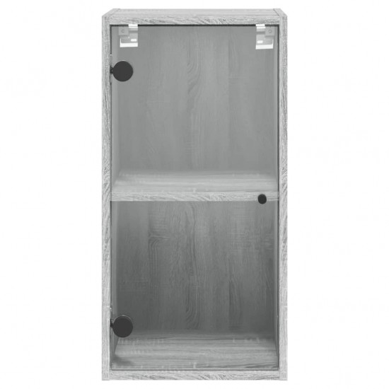 Sieninė spintelė su stiklinėmis durelėmis, pilka, 35x37x68,5cm