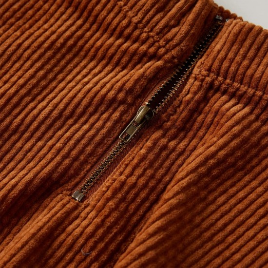 Vaikiškas sijonas su kišenėmis, smėlio spalvos, velvetas, 116 dydžio