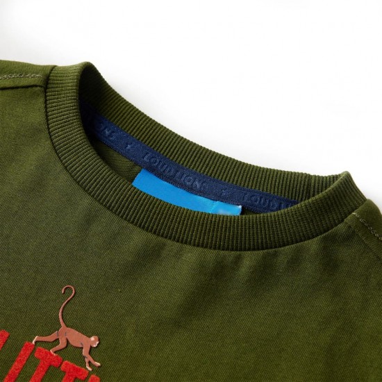 Vaikiški marškinėliai ilgomis rankovėmis, chaki spalvos, 140 dydžio