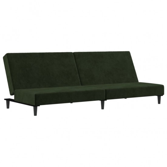 Dvivietė sofa-lova, tamsiai žalios spalvos, aksomas