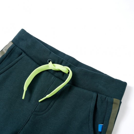 Vaikiškos sportinės kelnės su sutraukiama juostele, žalios, 128 dydžio