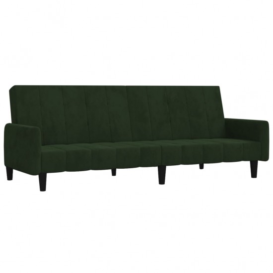 Dvivietė sofa-lova, tamsiai žalios spalvos, aksomas