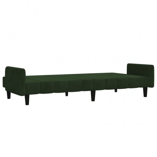 Dvivietė sofa-lova, tamsiai žalios spalvos, aksomas