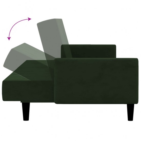 Dvivietė sofa-lova, tamsiai žalios spalvos, aksomas