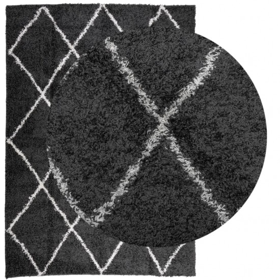 Shaggy tipo kilimas, juodas ir kreminis, 160x230cm