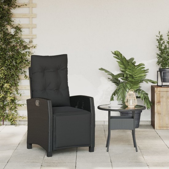 Atlošiama sodo kėdė su pakoja, juodos spalvos, poliratanas