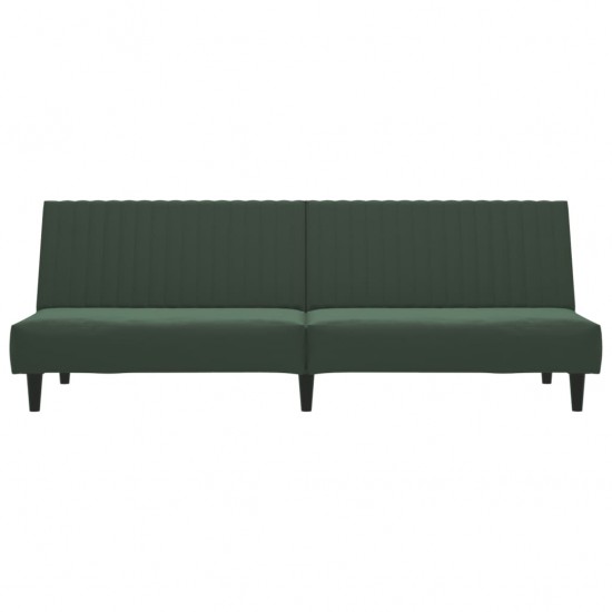 Dvivietė sofa-lova, tamsiai žalios spalvos, aksomas